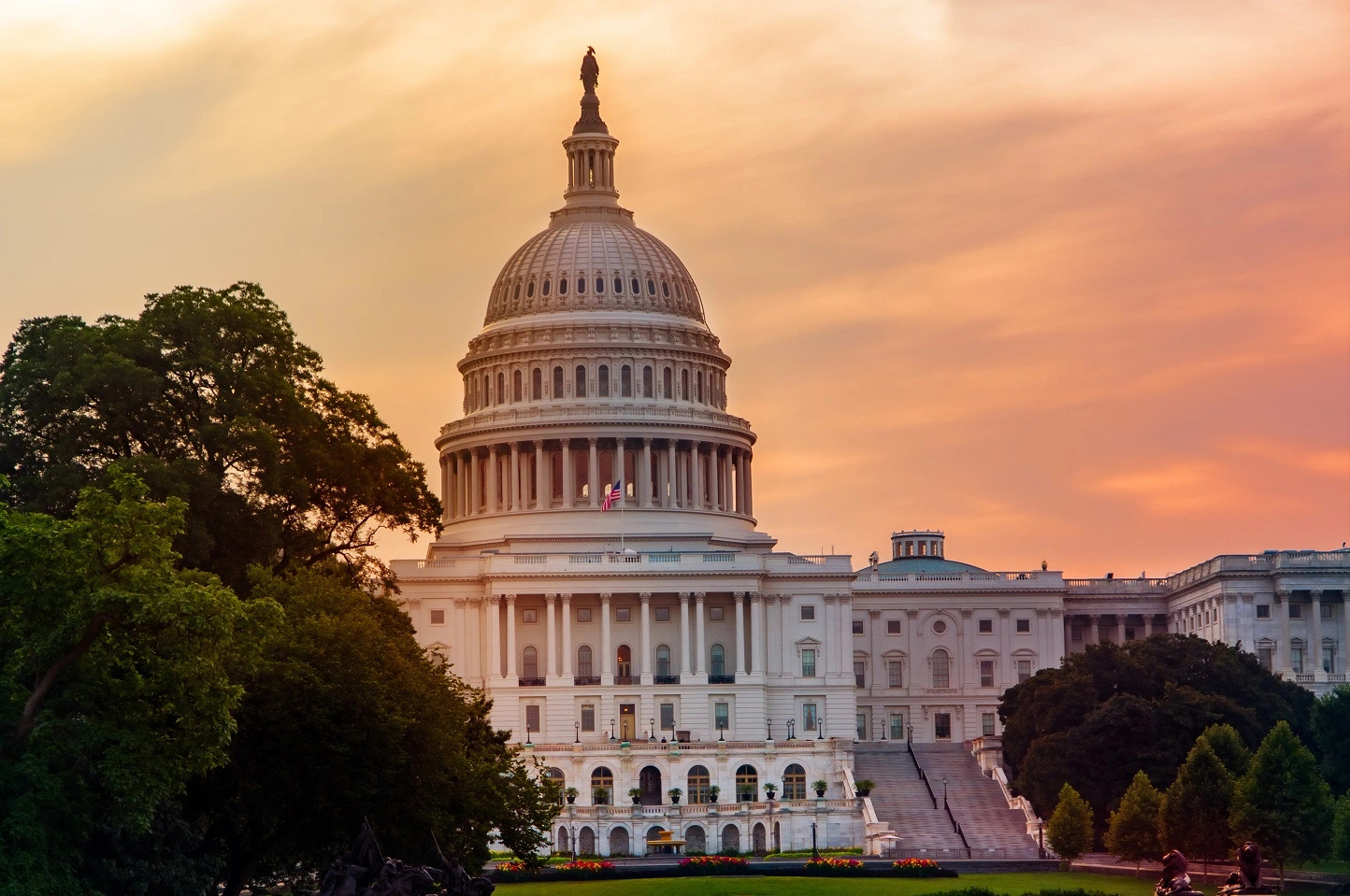 Sunset Behind U.S. Capitol Building