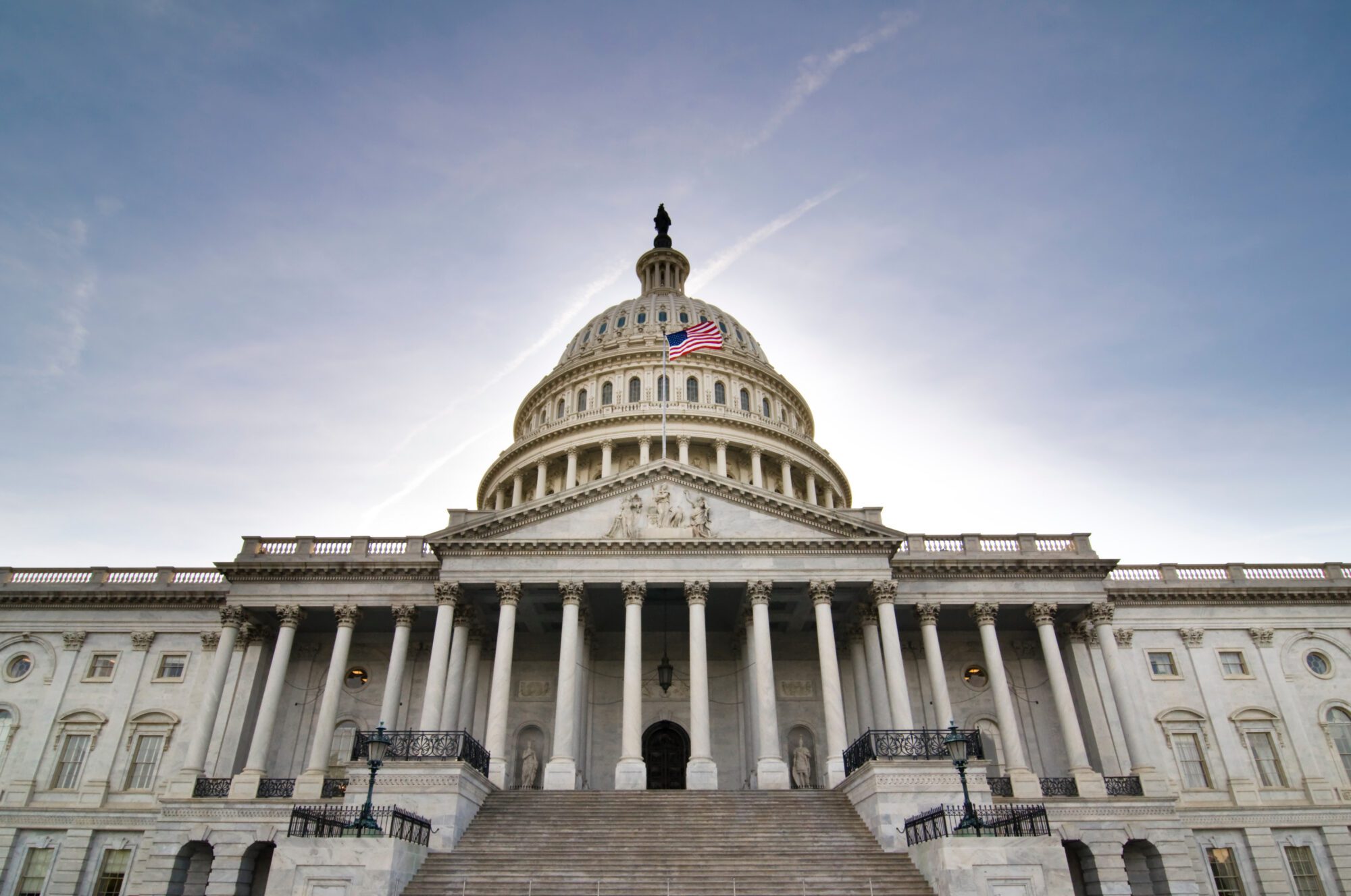 A view of the east steps of the United States Capitol Building