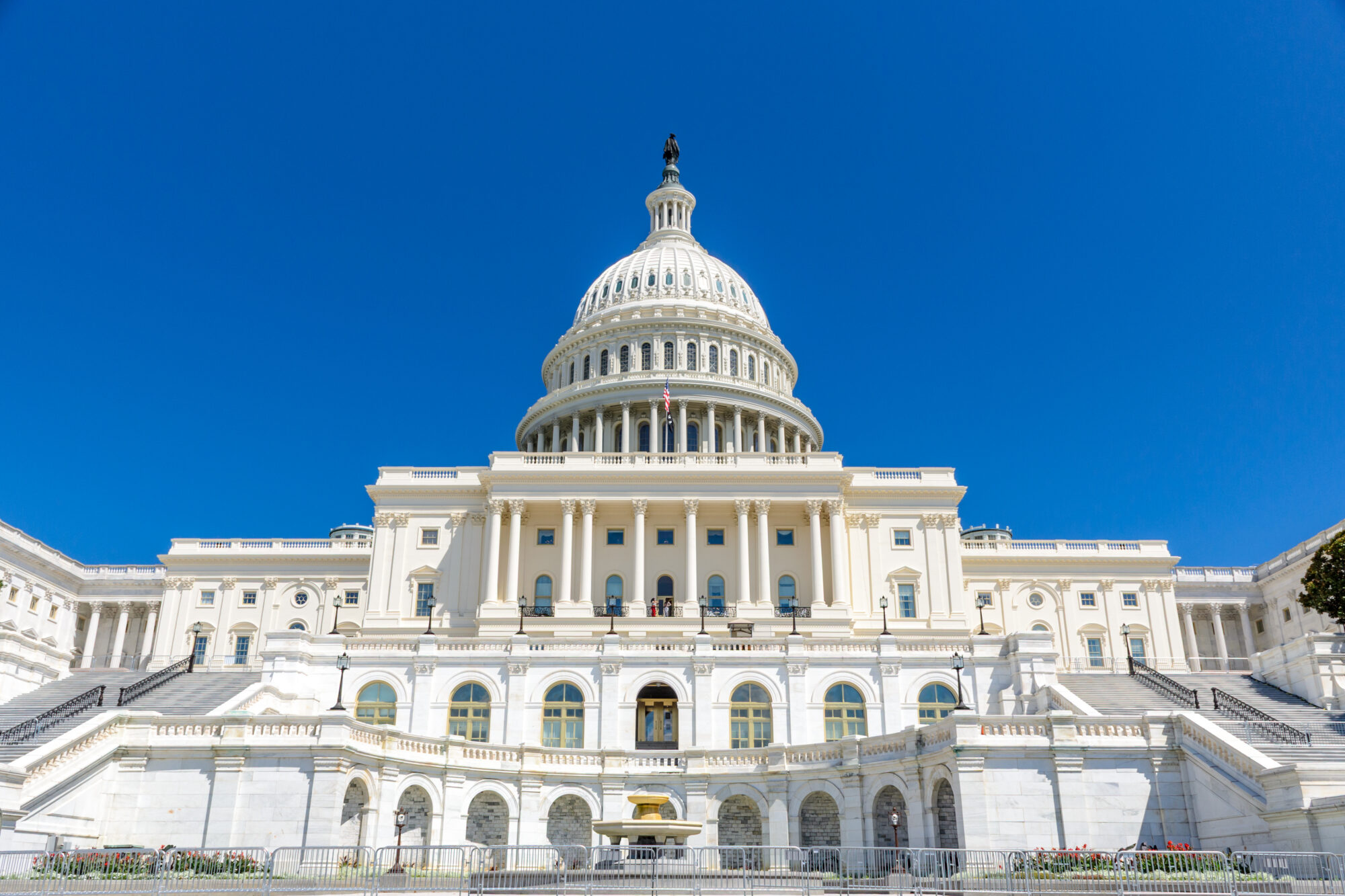 Back of the US Capitol Building on a sunny summer day